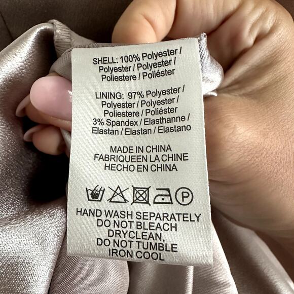 Sau Lee Adrienne Satin Metallic Tiered Dress Gown Silver - Picture 5 of 6